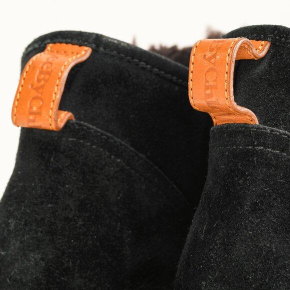 See by Chloe Ethel Black Shearling-Lined Suede Wedge Desert Booties - Picture 9 of 10